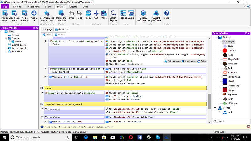 2D Air Force Combat Game Using gdevelop Engine
